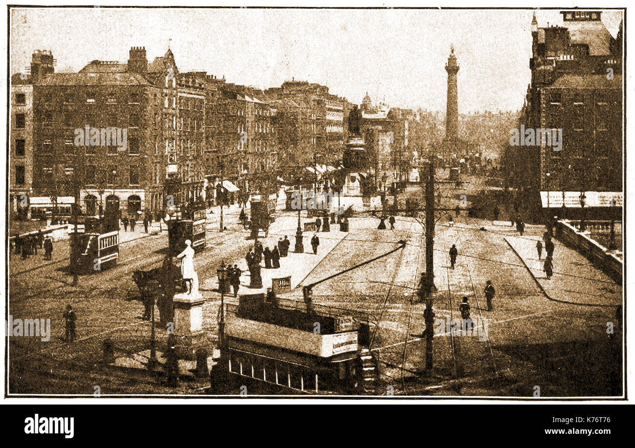 1914 - Les tramways à Sackville Street, Dublin ( O'Connell Street) , République d'Irlande (anciennement rue de Drogheda) Banque D'Images