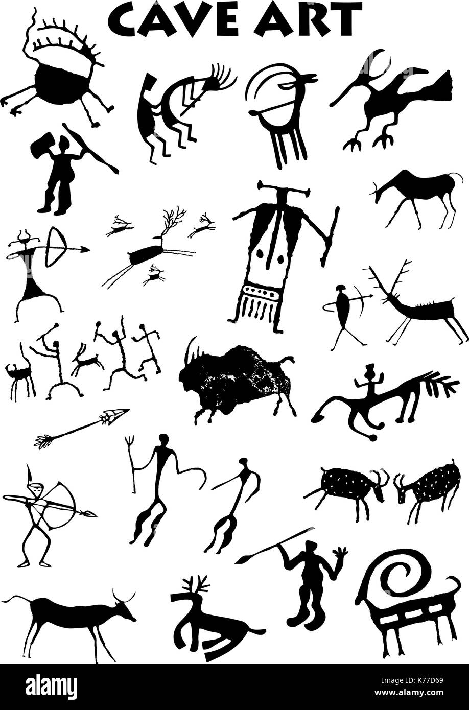 Ensemble de dessins abstraits d'art des cavernes en fond blanc - image vectorielle Illustration de Vecteur Ensemble de dessins abstraits d'art des cavernes en fond blanc - image vectorielle Illustration de Vecteur