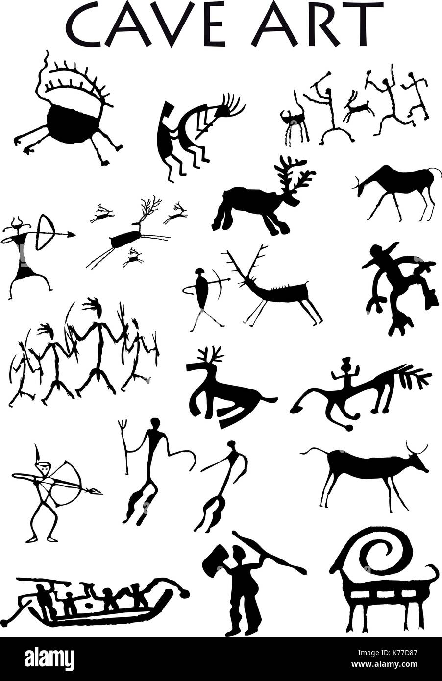 Ensemble de dessins abstraits d'art des cavernes en fond blanc - image vectorielle Illustration de Vecteur Ensemble de dessins abstraits d'art des cavernes en fond blanc - image vectorielle Illustration de Vecteur