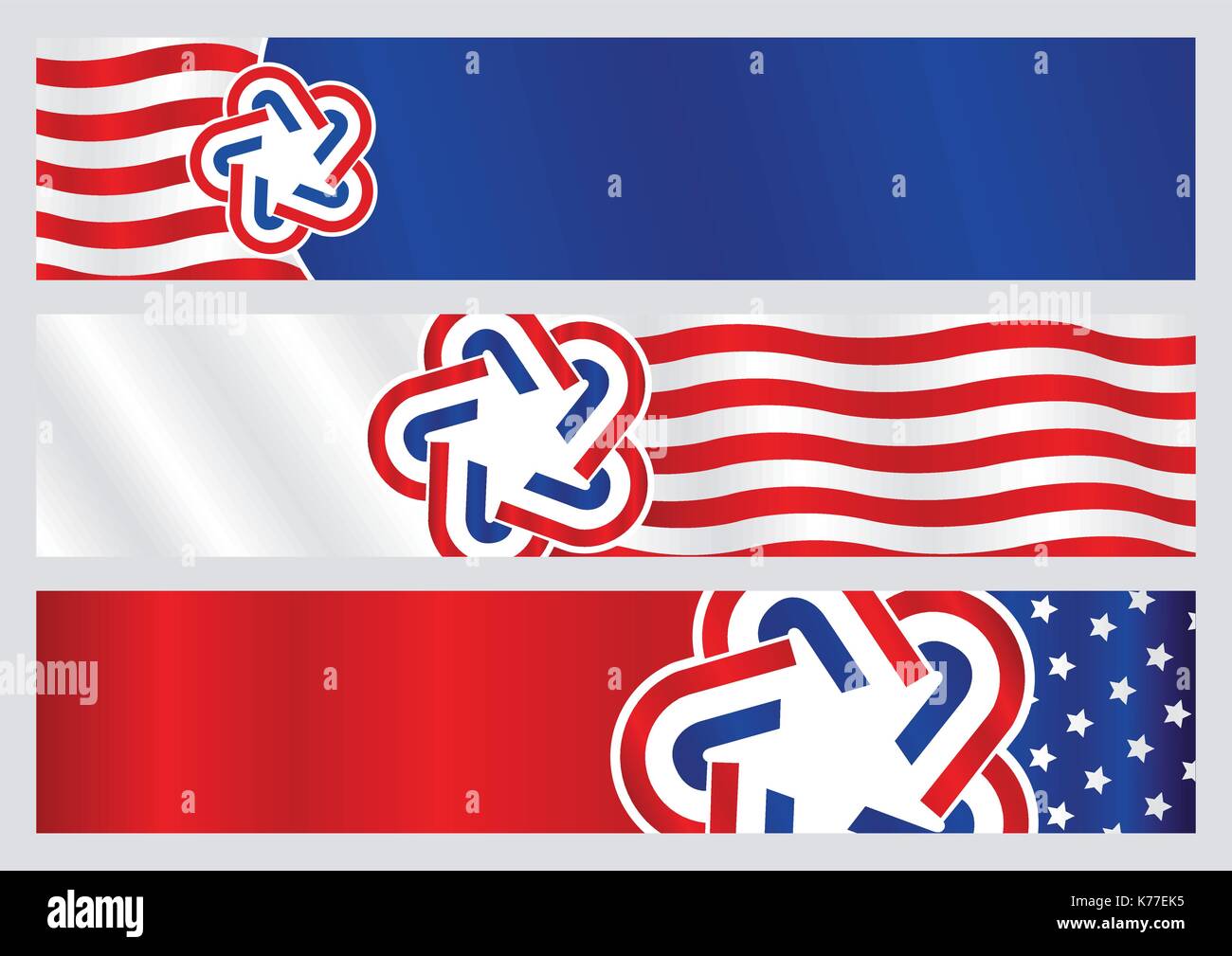 Ensemble de trois bannières horizontales avec les couleurs du drapeau de l'united states - image vectorielle Illustration de Vecteur