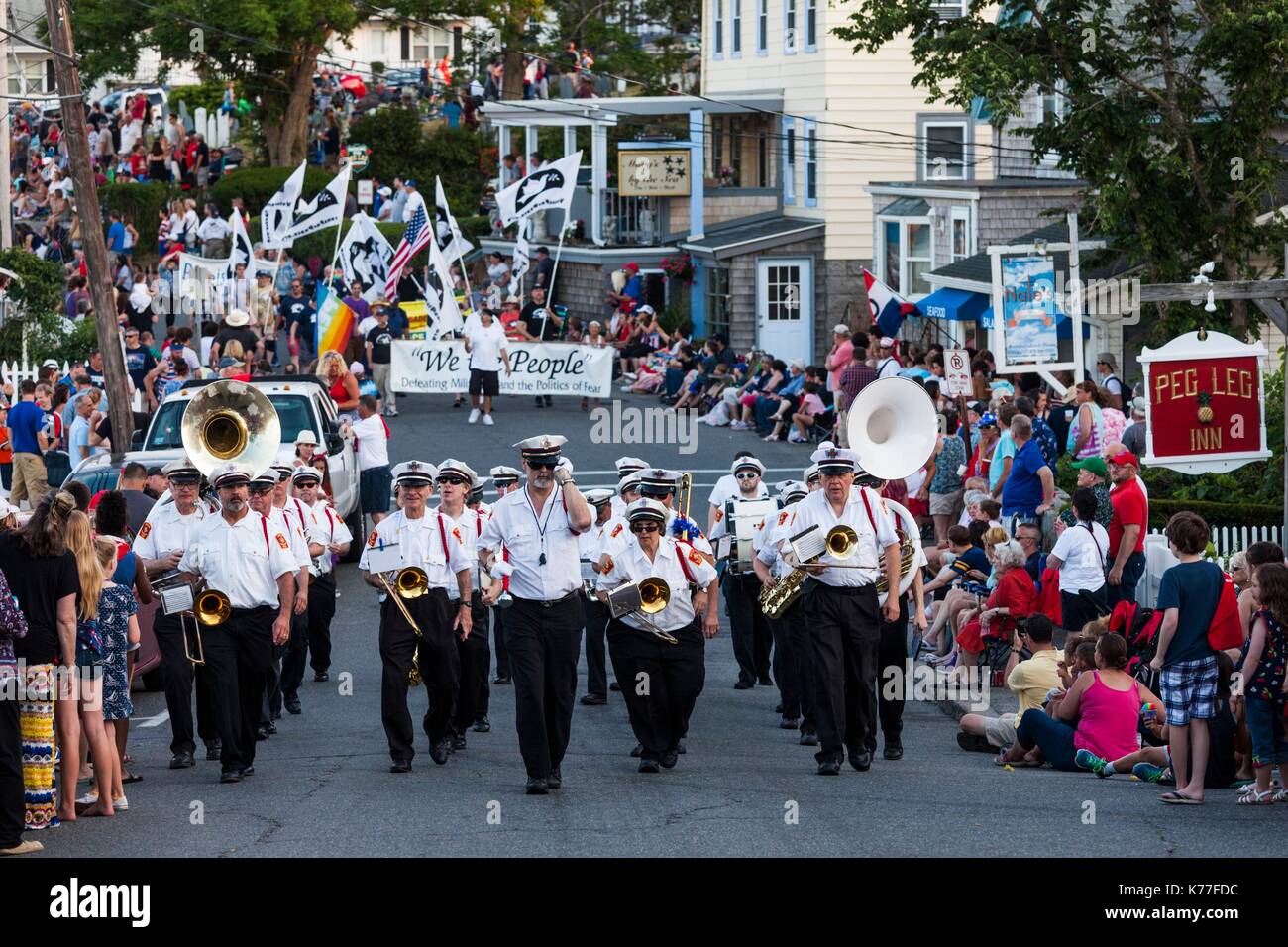 United States, Massachusetts, Cape Ann, Rockport, quatrième de juillet, Parade Marching Band Banque D'Images