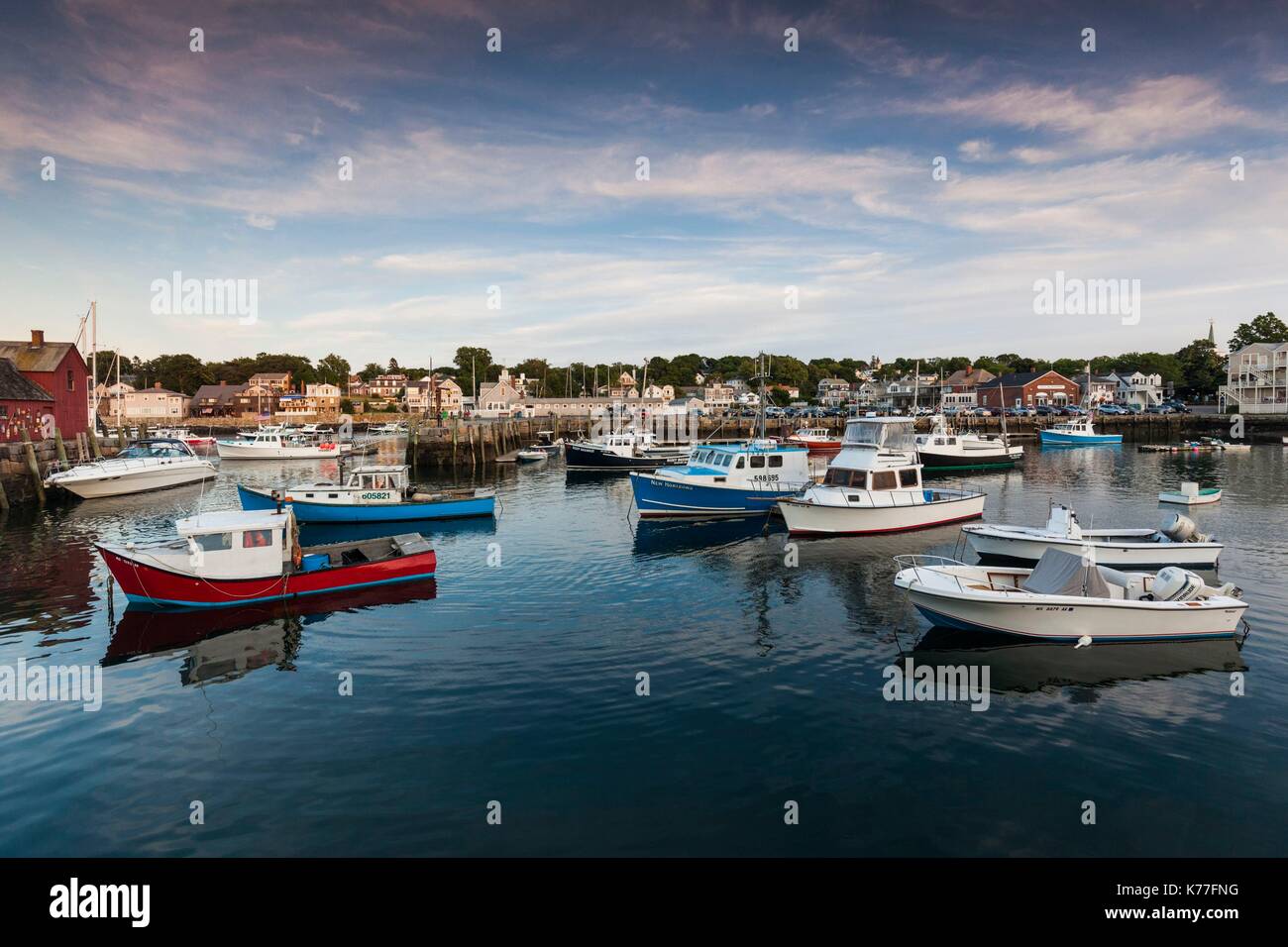 United States, Massachusetts, Cape Ann, Rockport, Rockport Harbor, dusk Banque D'Images