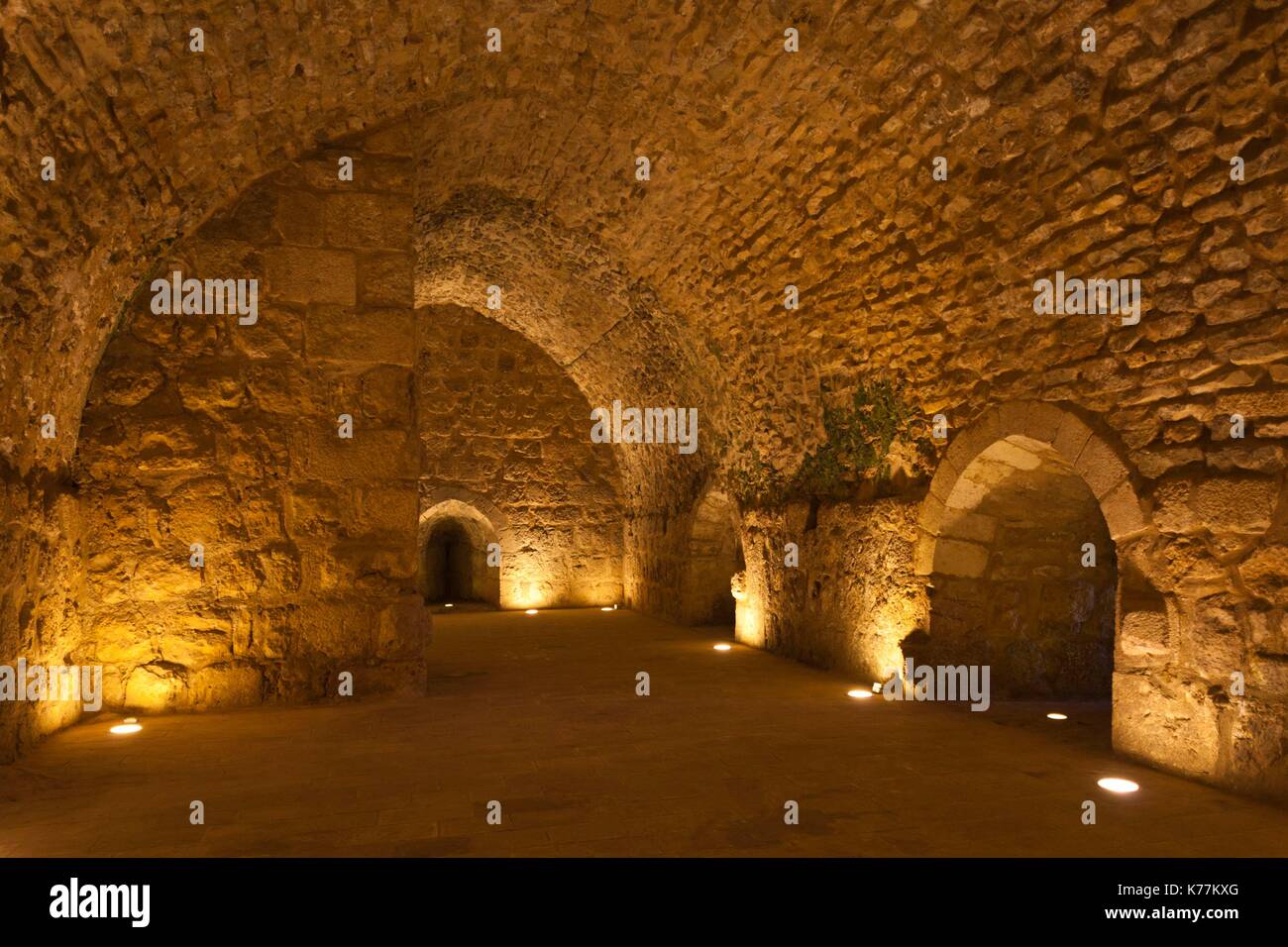 La Jordanie, Ajloun, Ajloun Castle, Qala-at Ar-Rabad, construit 1188, de l'intérieur Banque D'Images