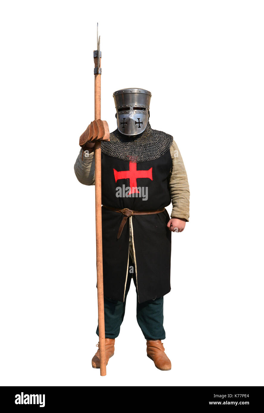 Fête médiévale chevalier templier médiéval isolé reenactor guerrier Banque D'Images