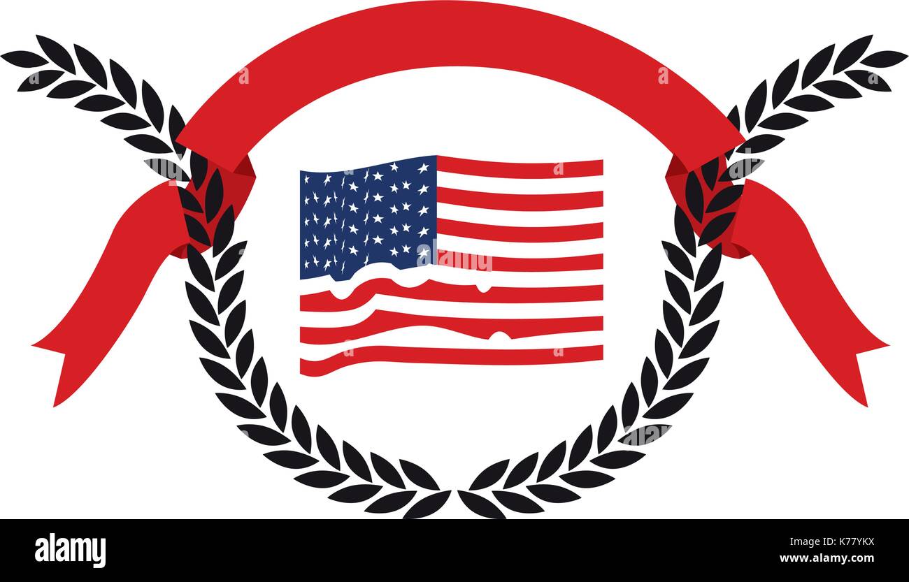United States flag plus de branches d'olive noir avec ruban rouge sur le dessus Illustration de Vecteur