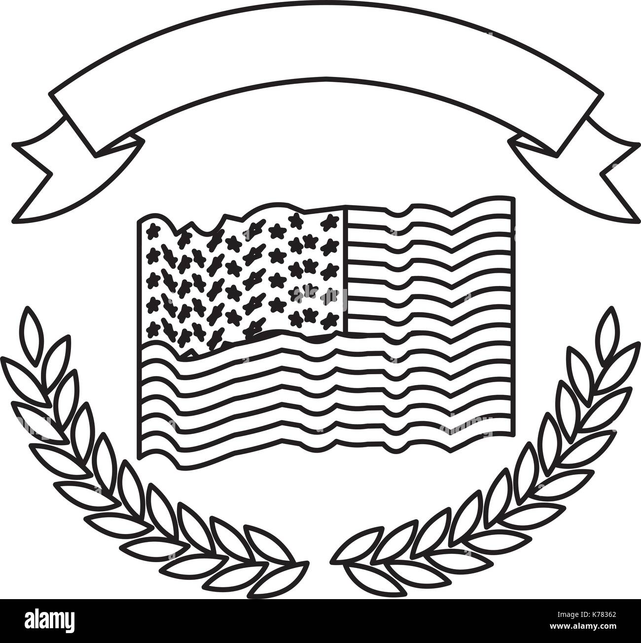 United States flag avec rameau d'arch sur le fond et d'épaisseur sur le dessus en silhouette monochrome Illustration de Vecteur