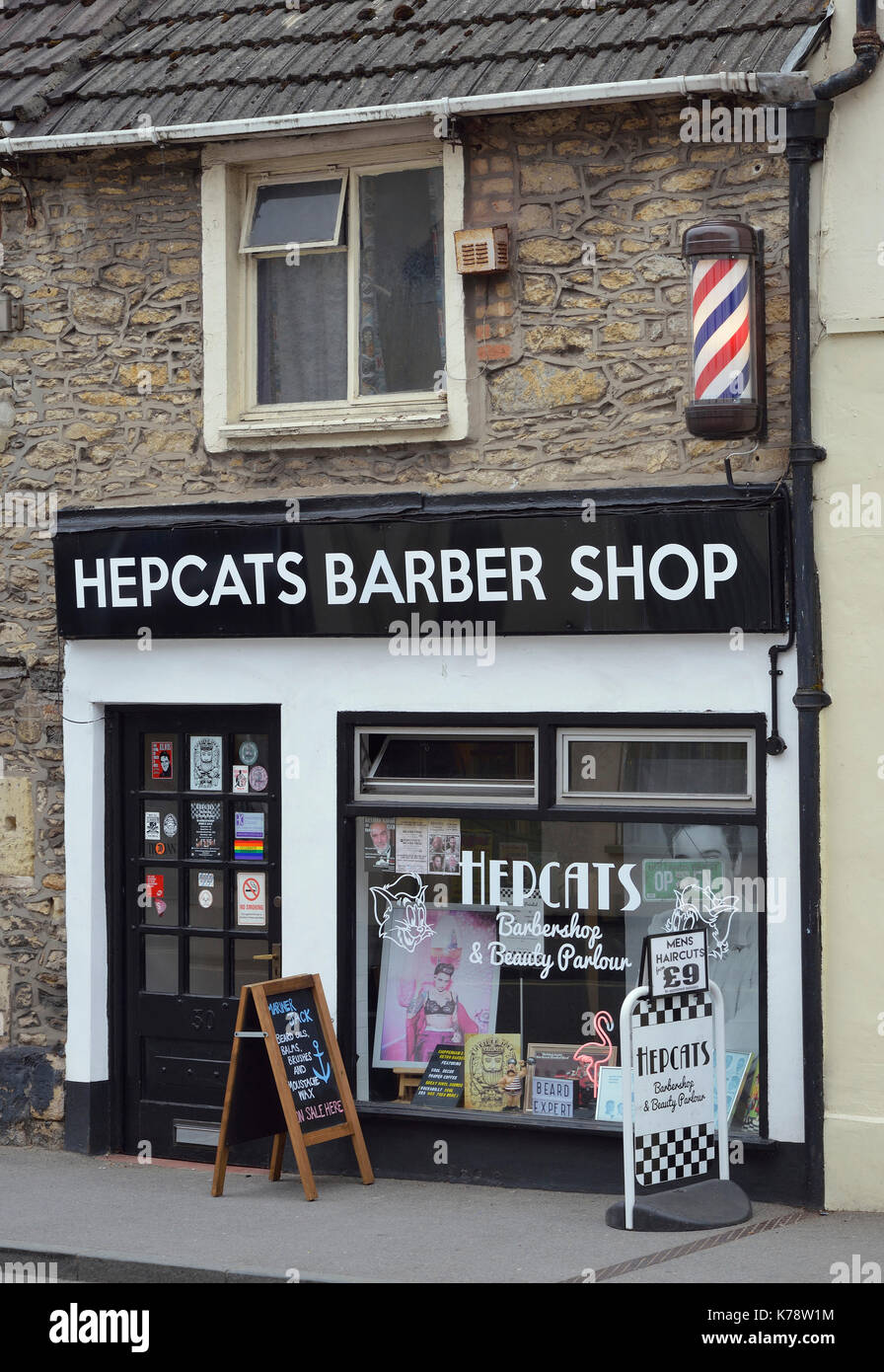Barber shop hepcats, le causeway, chippenham retro style des années 1950 les barbiers Banque D'Images