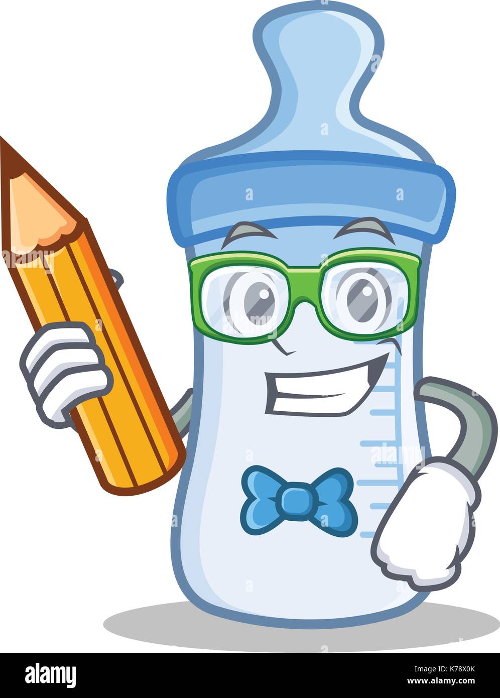 Eleve Au Crayon Dessin Anime Caractere Biberon Image Vectorielle Stock Alamy