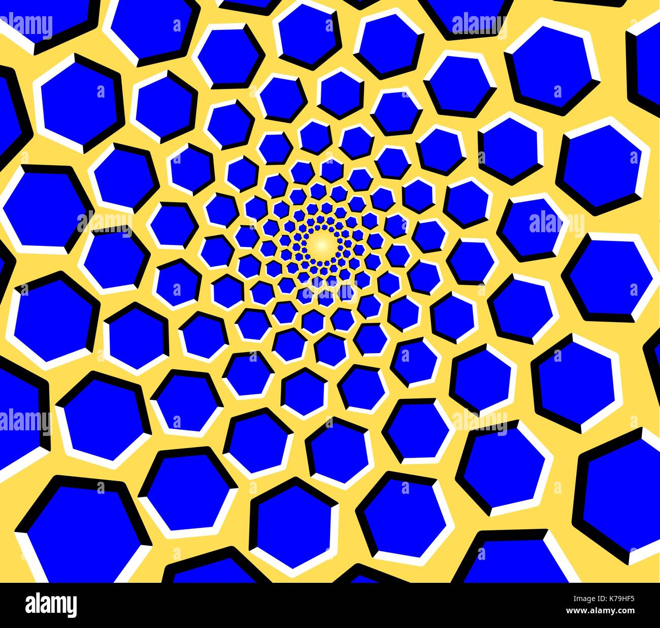 Illusion d'optique - déménagement hexagones formant un tunnel Illustration de Vecteur