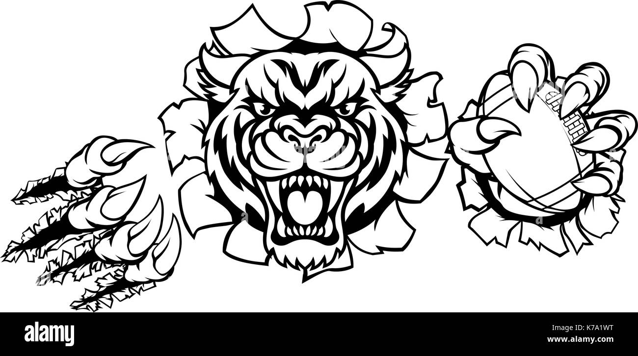 Ballon de football américain Tiger Contexte de rupture Illustration de Vecteur