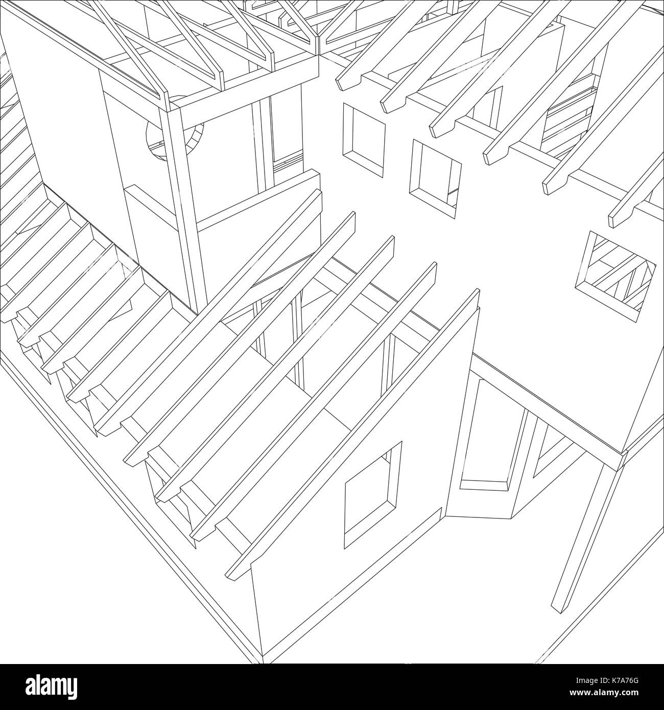 Architectural abstrait dessin 3D d'appartement maison. vecteur créé de 3d. Illustration de Vecteur