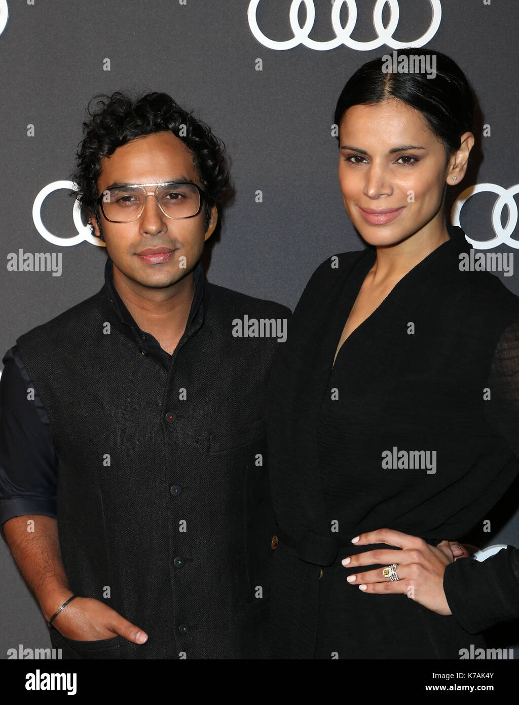 Hollywood, Ca. , ÉTATS-UNIS. 14 septembre 2017. Kunal Nayyar, Neha Kapur, À Audi Célèbre Les 69 E Emmys À La Highlight Room Le 14 Septembre 2017 À Los Angeles, Californie. Crédit: Faye Sadou/Media Punch/Alay Live News Banque D'Images