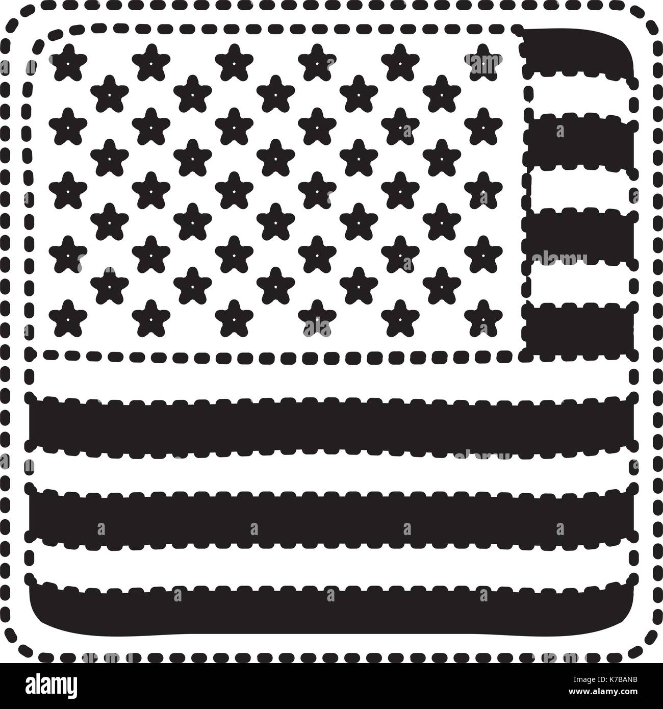 Bouclier en forme carrée avec drapeau united states of america silhouette noire sur fond blanc Illustration de Vecteur