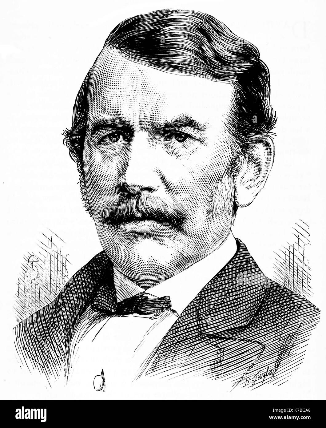 David LIVINGSTONE (1813-1873) missionnaire médical pionnier écossais. Gravure: American Popular Science Magazine Banque D'Images