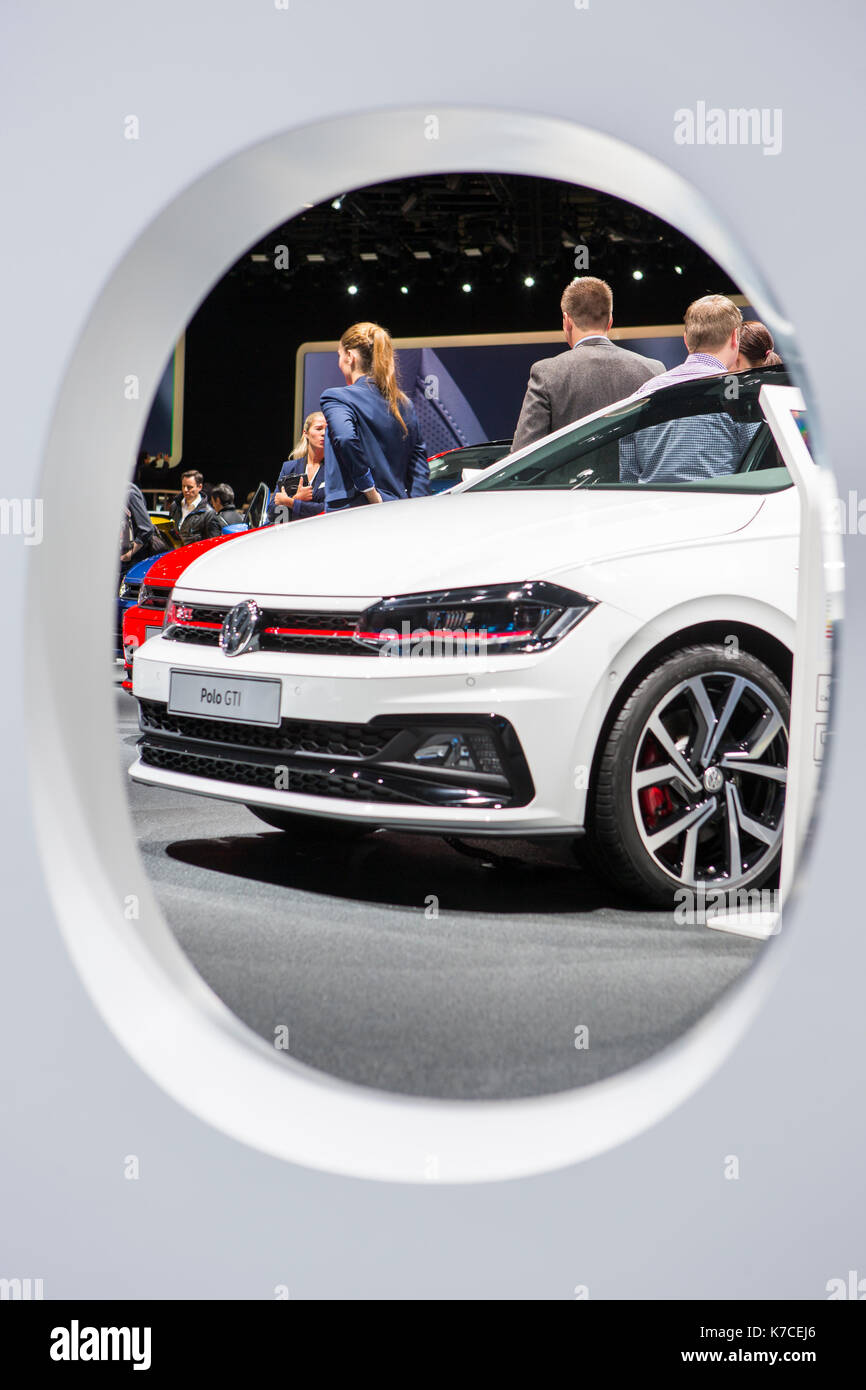 Francfort, Allemagne. 14 septembre 2017. Salon international de l'automobile 2017 (IAA, internationale Automobil-Ausstellung): VW Polo GTI. Crédit: Christian Lademann Banque D'Images