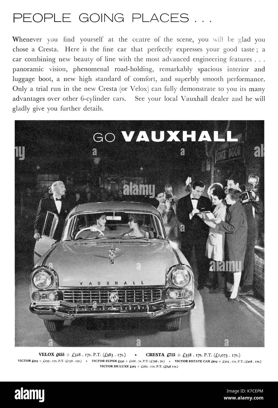 1959 La publicité pour l'automobile Vauxhall Cresta. Banque D'Images