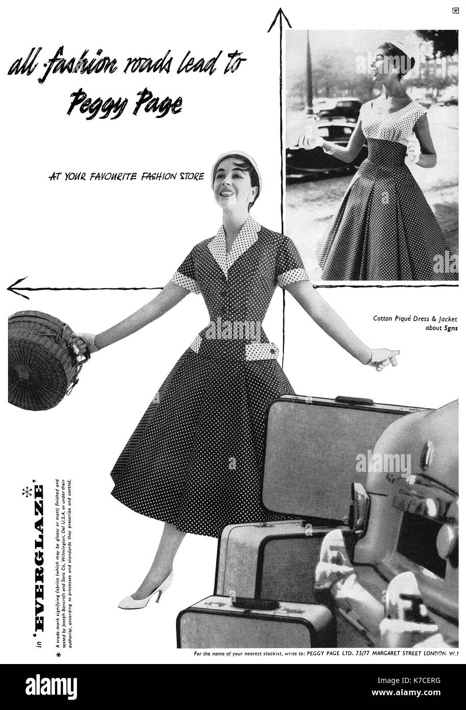 1956 La publicité pour la mode Page Peggy. Banque D'Images