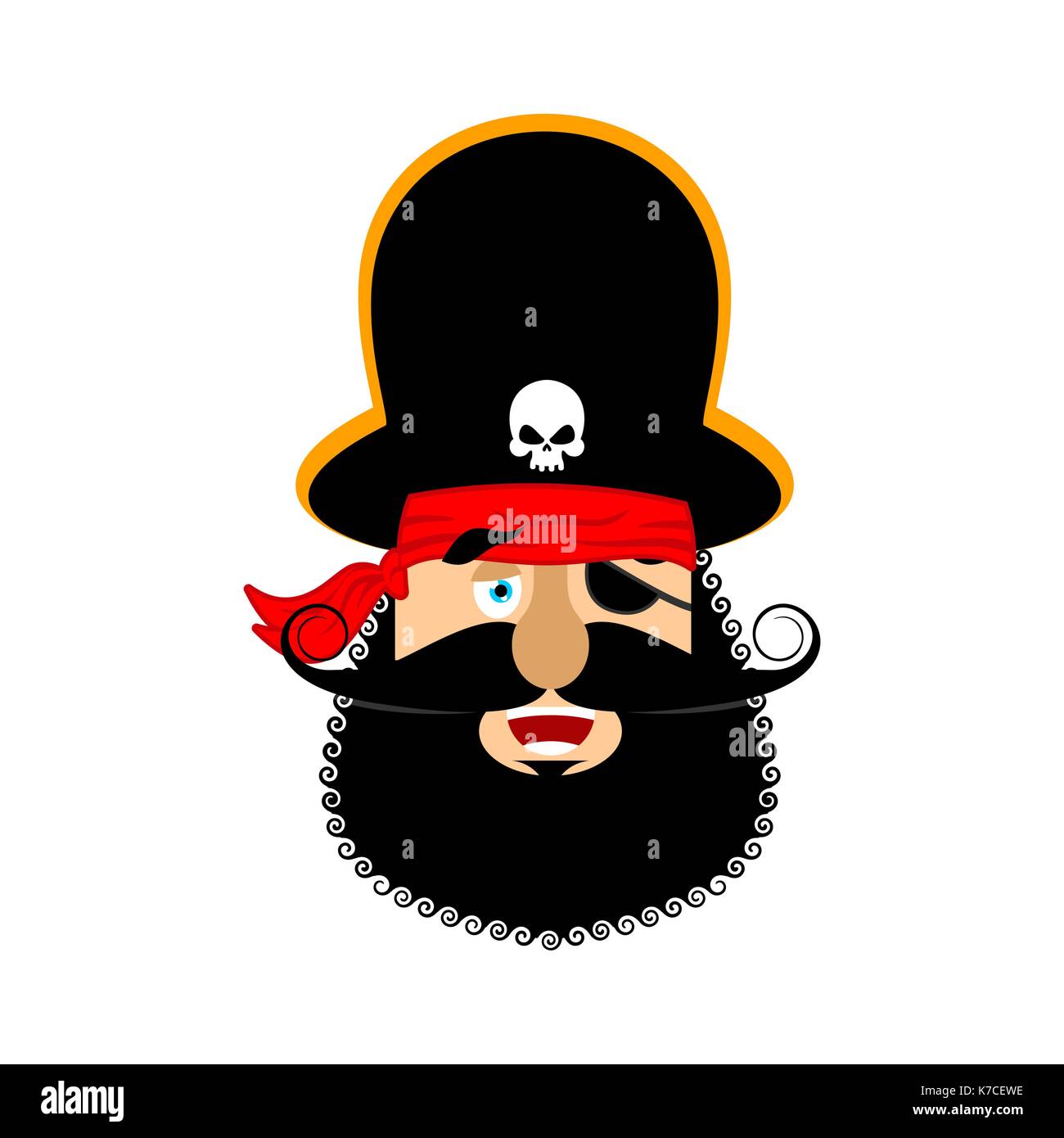 Heureux pirate tête emoji. Obstruction joyeux émotion face. pilzmarmelade cheerful avatar. vector illustration Illustration de Vecteur