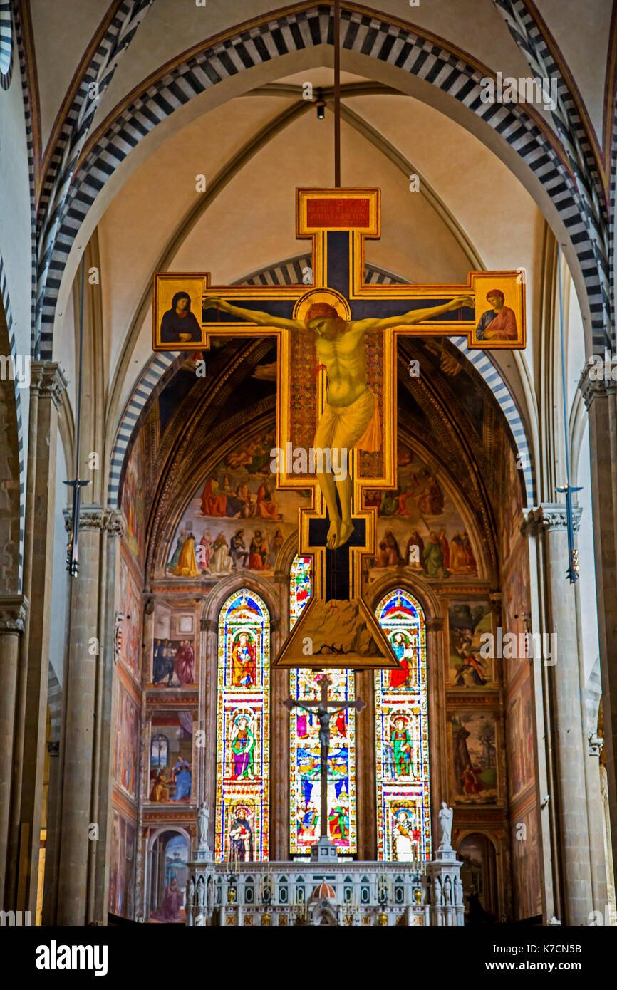 Le crucifix de Giotto dans l'église Santa Maria Novella à Florence Italie Banque D'Images