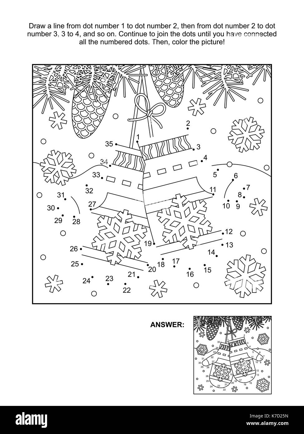 L hiver le nouvel an ou No l themed relier les points photo puzzle et