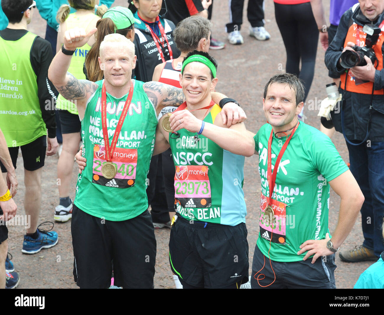 La Photo Doit Être Créditée ©Kate Green/Alpha Press 079965 24/04/2016 Iwan Thomas Marcus Bean Jack Ashton Virgin Money London Marathon 2016 The Mall London Banque D'Images