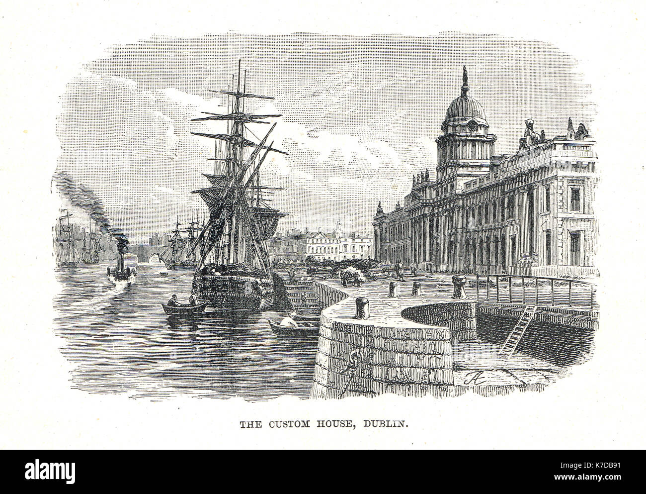 Le Custom House, Dublin, 19e siècle Banque D'Images
