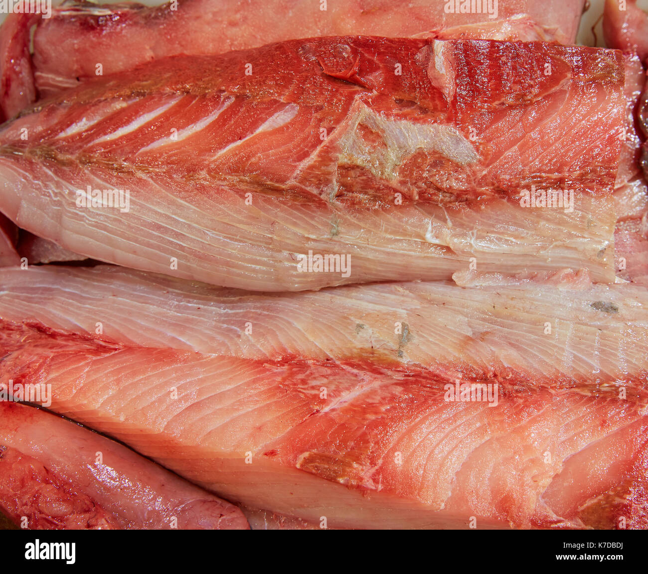 Filet de poisson sériole texture macro Banque D'Images