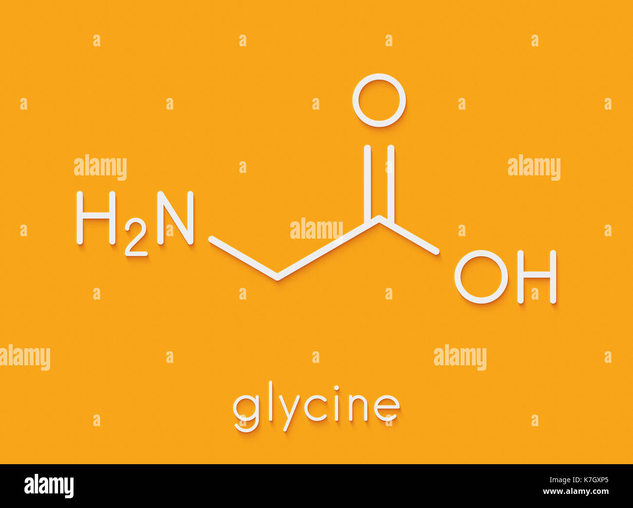 La glycine (Gly, g) Acide aminé molécule. formule topologique. Banque D'Images