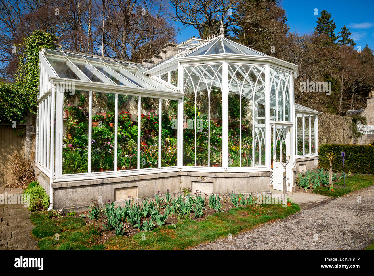 Une serre dans les jardins extérieurs du château Balmoral, Aberdeenshire, Écosse Banque D'Images