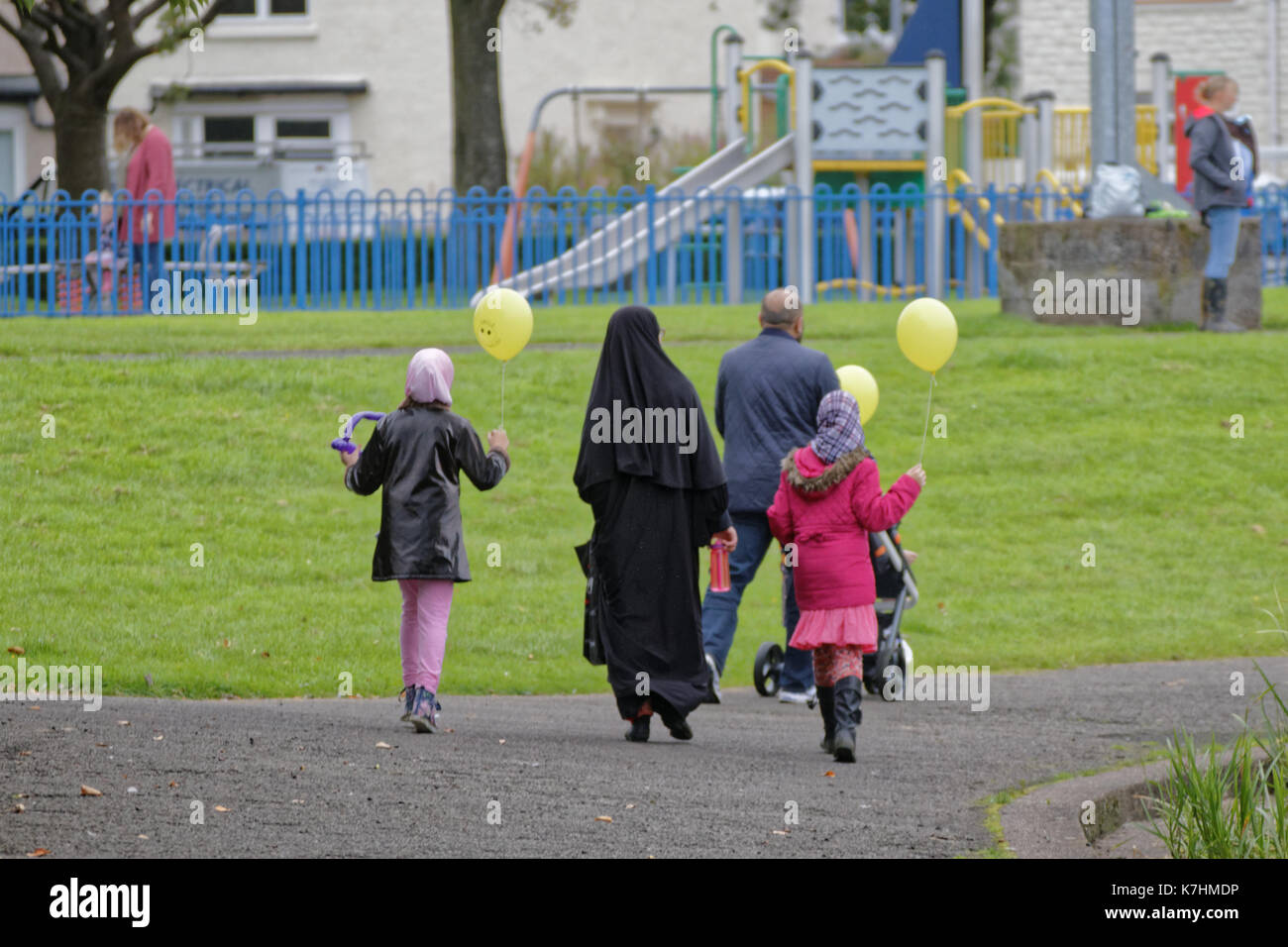 Glasgow, Ecosse, Royaume-Uni. 16 septembre. knightswood park fun day a été plu sur la population, s'est battu dans le mauvais temps .credit gerard ferry/Alamy news Banque D'Images