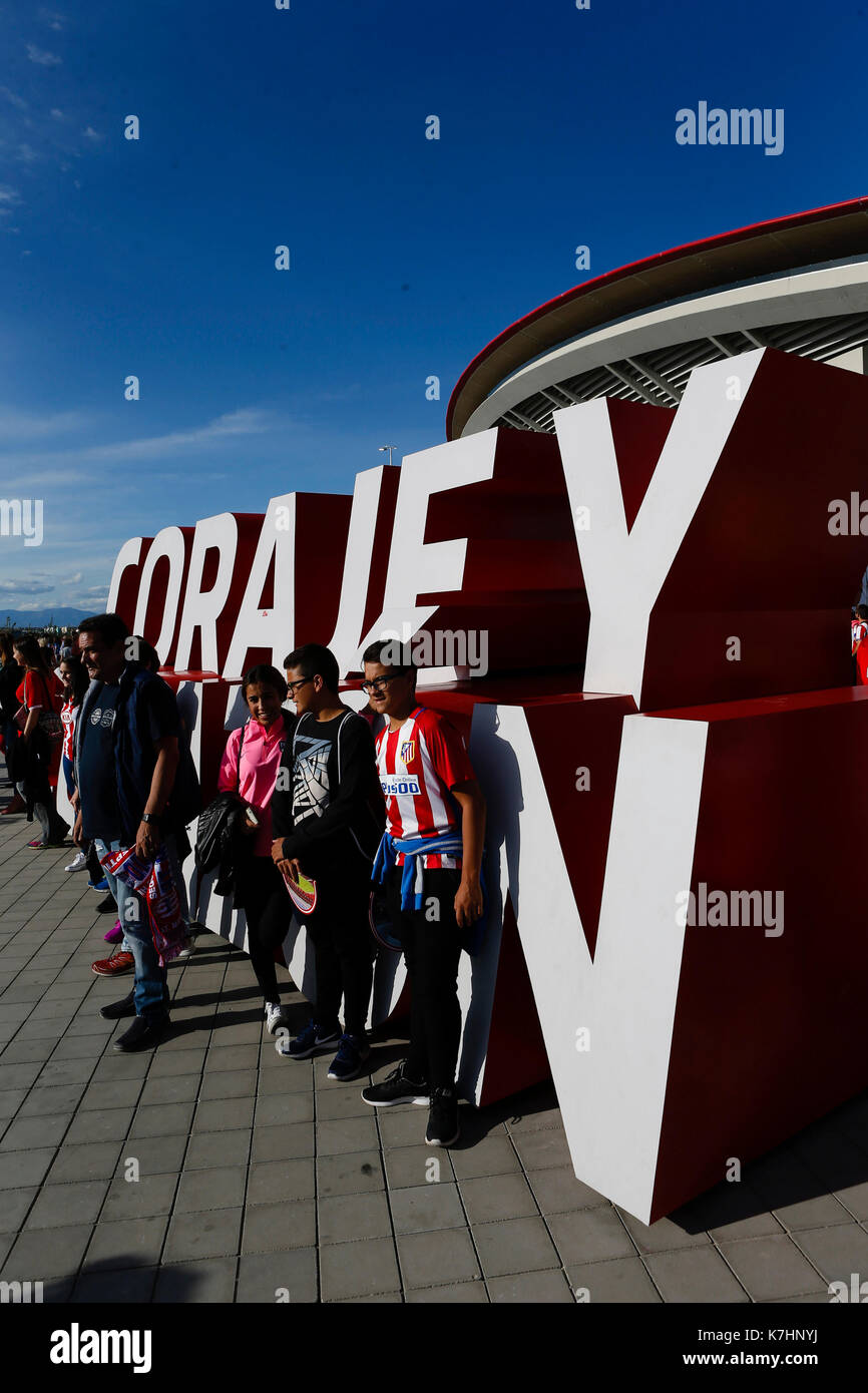 Inauguration de la Metropolitan Wanda Stadium. La Liga entre l'Atlético de Madrid vs Malaga CF au stade Wanda Metropolitano de Madrid, Espagne, le 16 septembre 2017 . Banque D'Images
