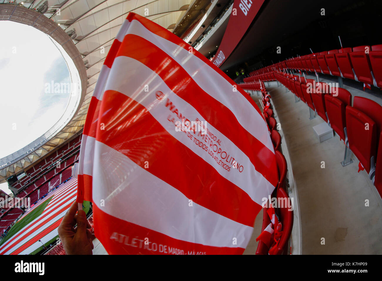 Inauguration de la Metropolitan Wanda Stadium. La Liga entre l'Atlético de Madrid vs Malaga CF au stade Wanda Metropolitano de Madrid, Espagne, le 16 septembre 2017 . Banque D'Images