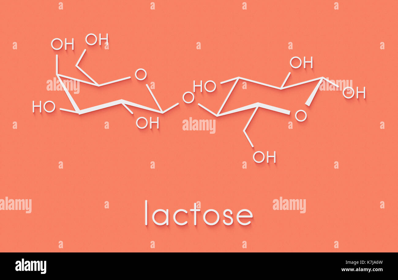 Molécule de sucre lait lactose. formule topologique. Banque D'Images