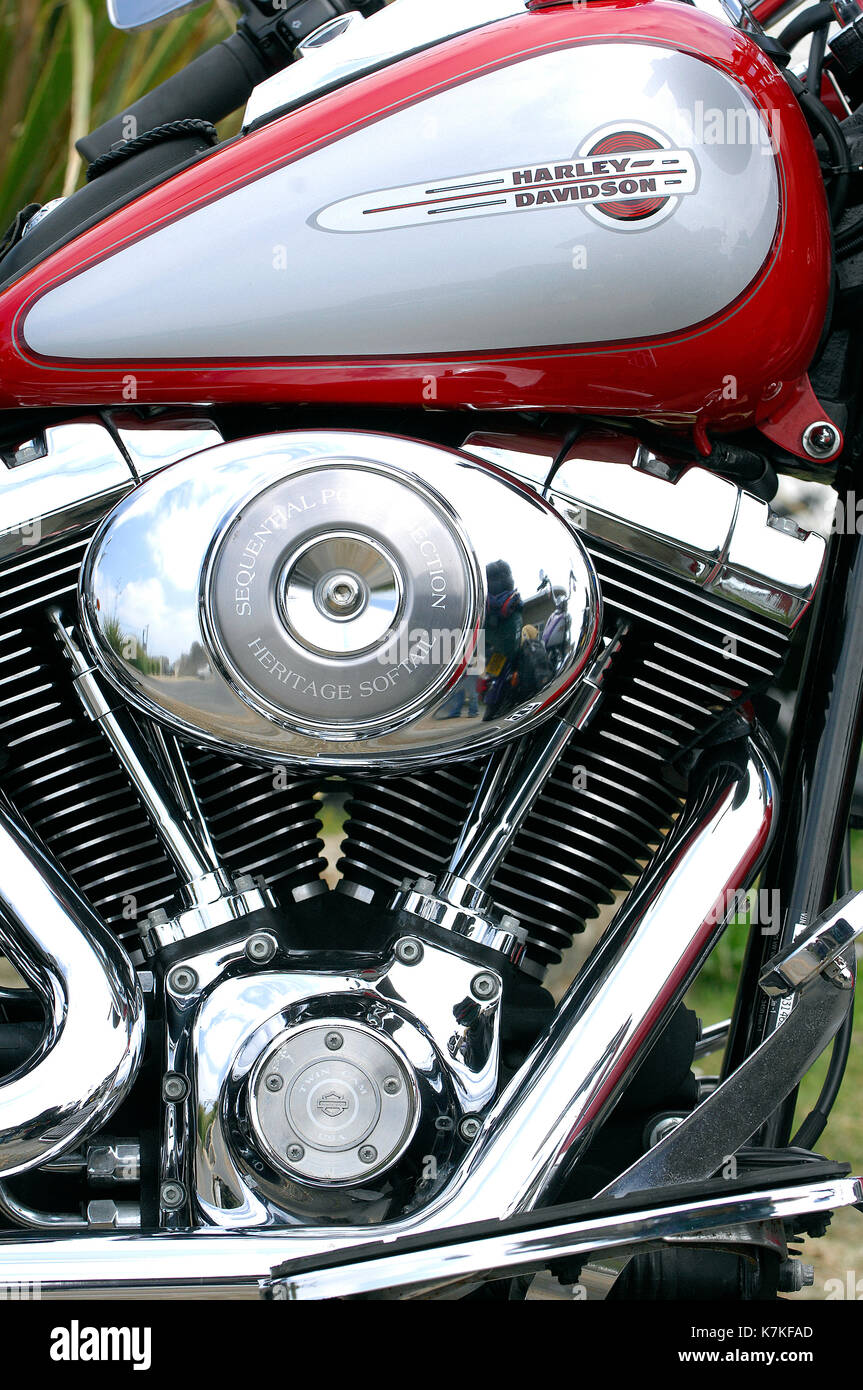 Close up de moto Harley Davidson moteur ou à un spectacle du broyeur Banque D'Images