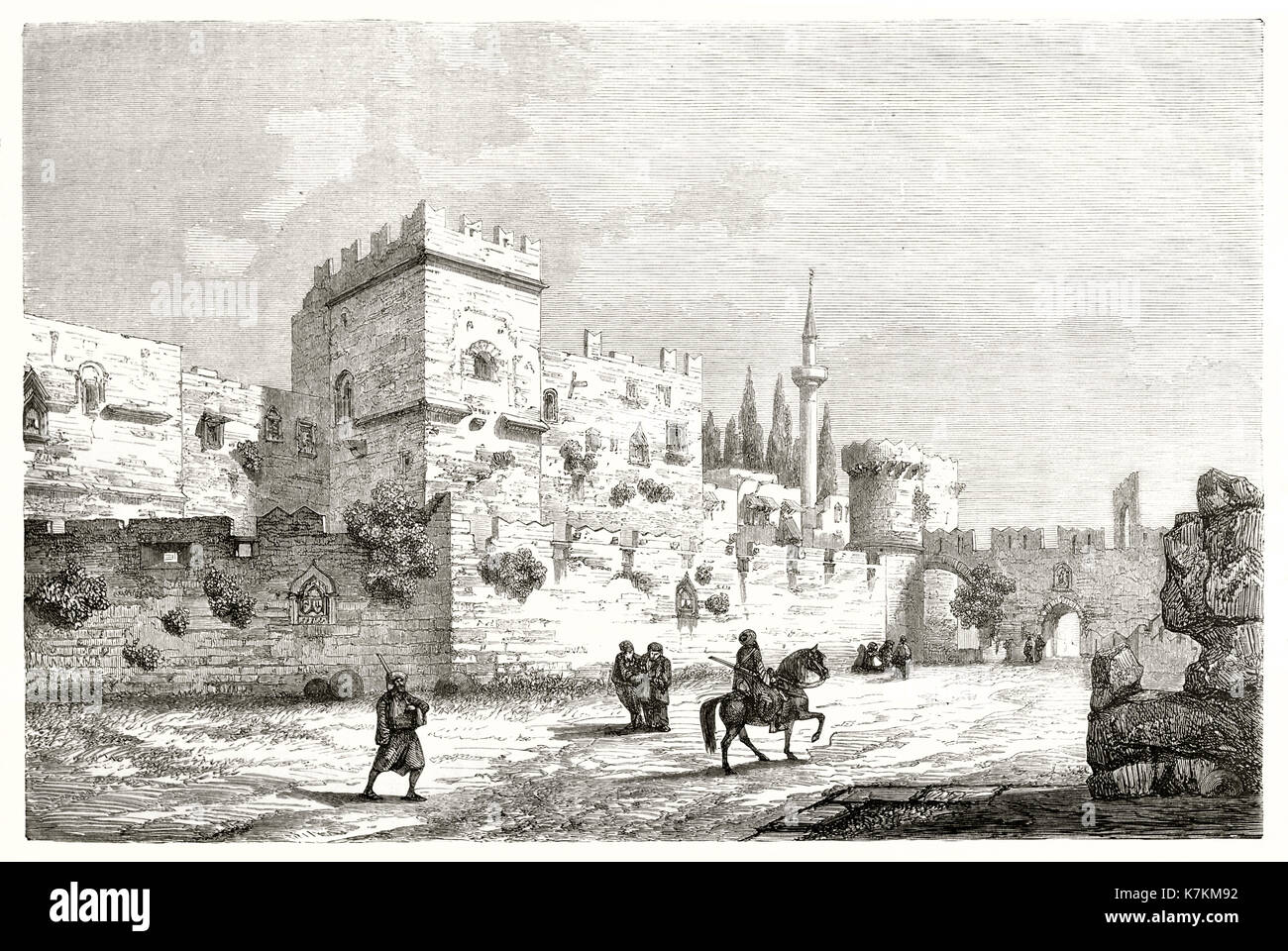 Compte tenu de l'ancien palais du Grand Maître des Chevaliers de Rhodes. Par Laly, publ. sur le Tour du Monde, Paris, 1862 Banque D'Images