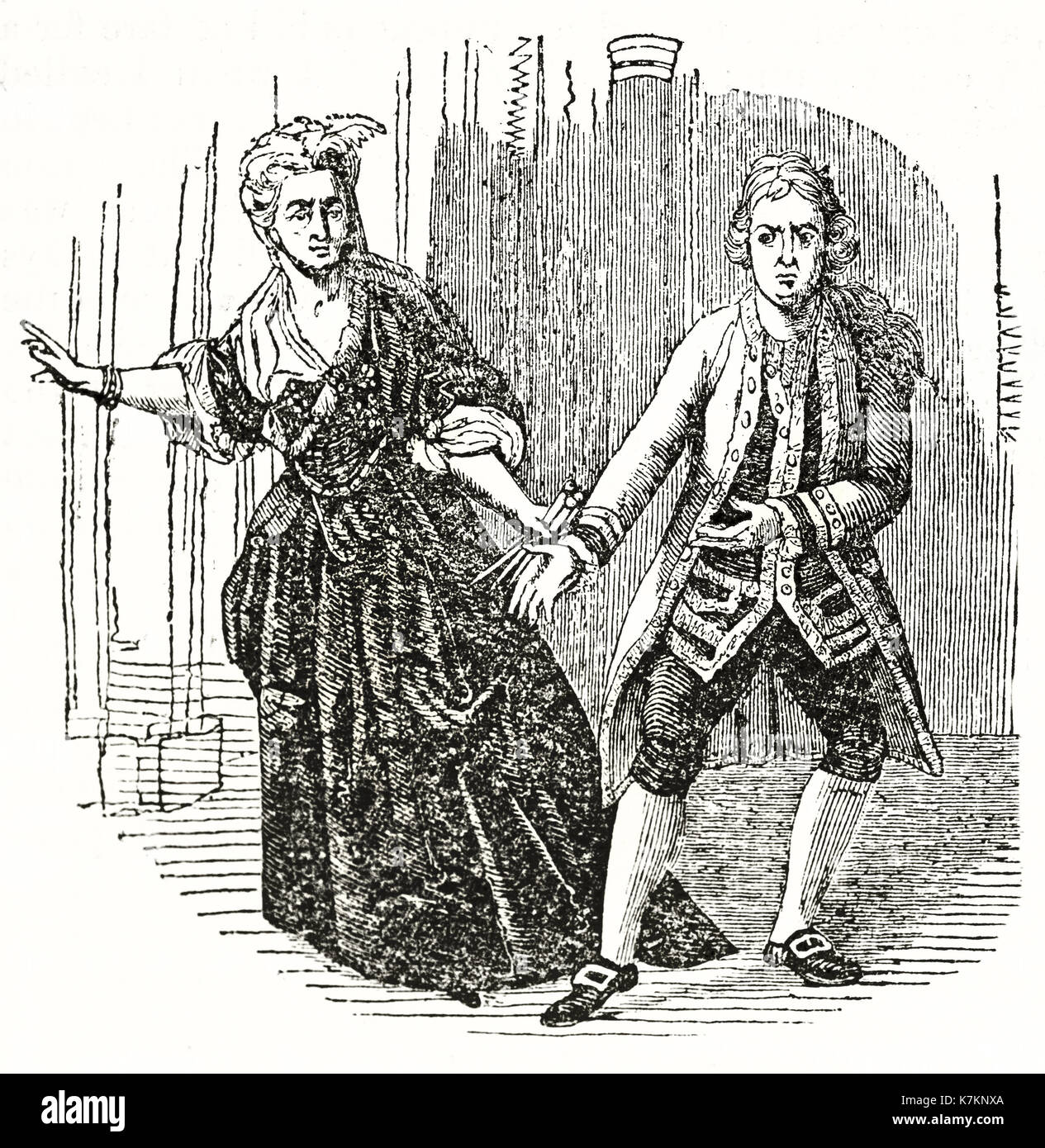 Vieille illustration David Garrick (1717 - 1779), agissant à Macbeth. Par auteur non identifié, publ. sur le Penny Magazine, Londres, 1837 Banque D'Images