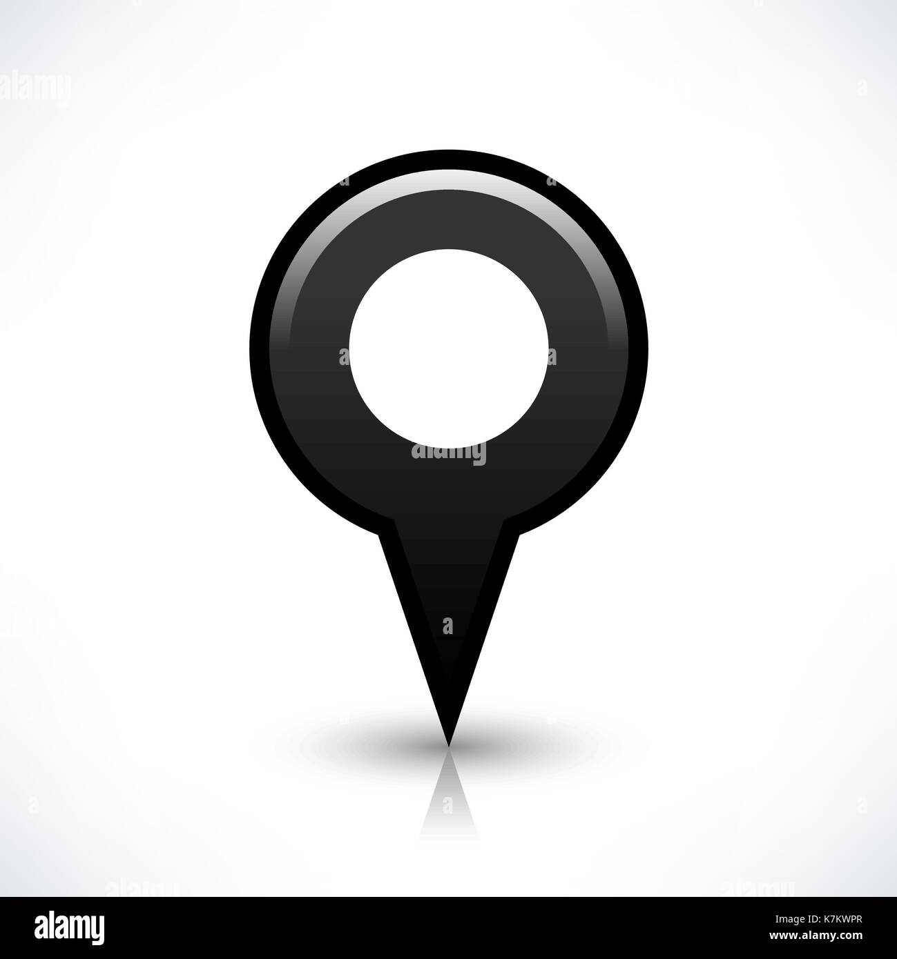 L'emplacement des broches de la carte vierge signer une icône de forme circulaire avec de sombres et réflexion gradient isolé sur fond blanc dans un style simple Illustration de Vecteur