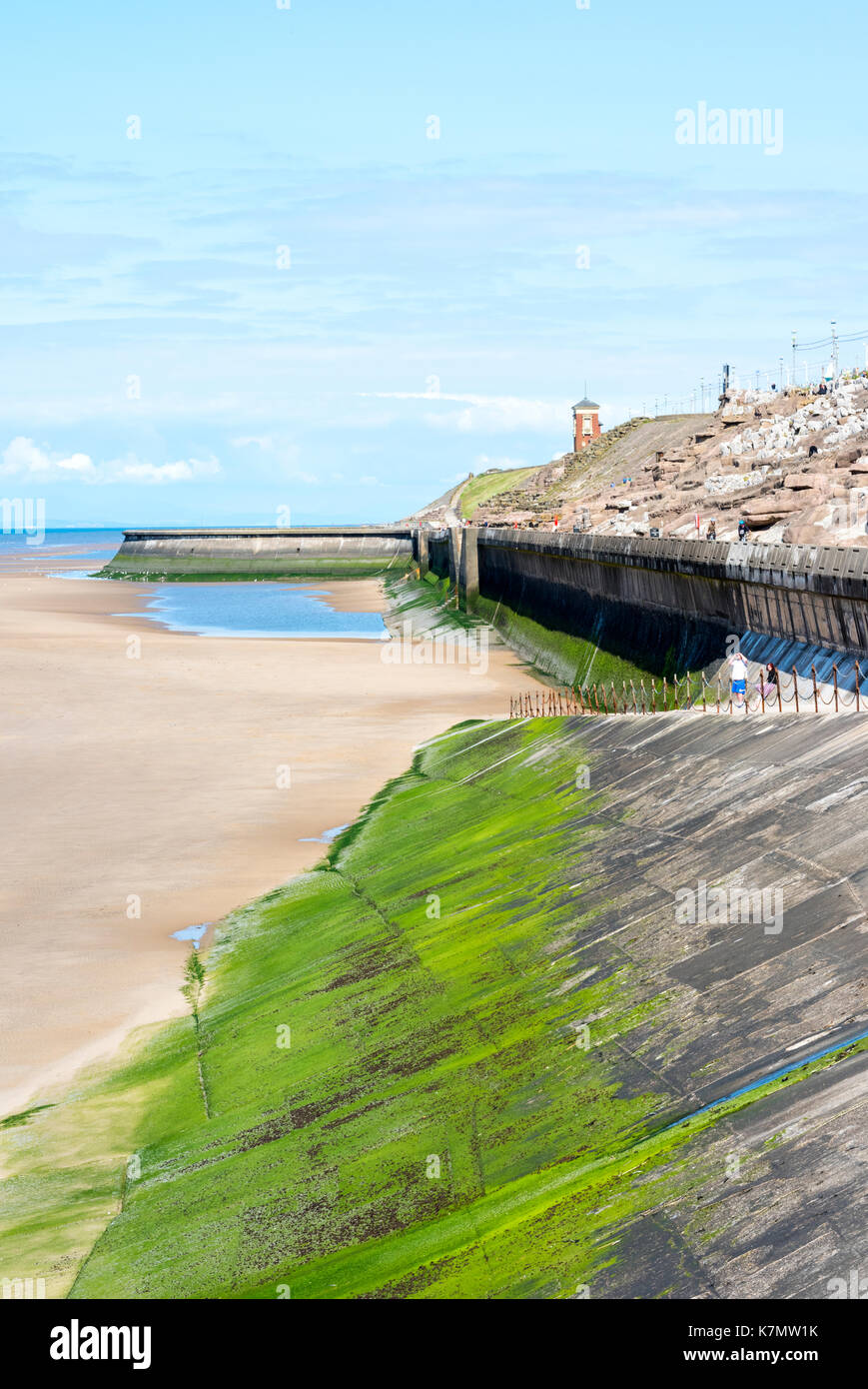 Vue sur la plage à marée basse à North Shore, Blackpool, lancashire, uk Banque D'Images