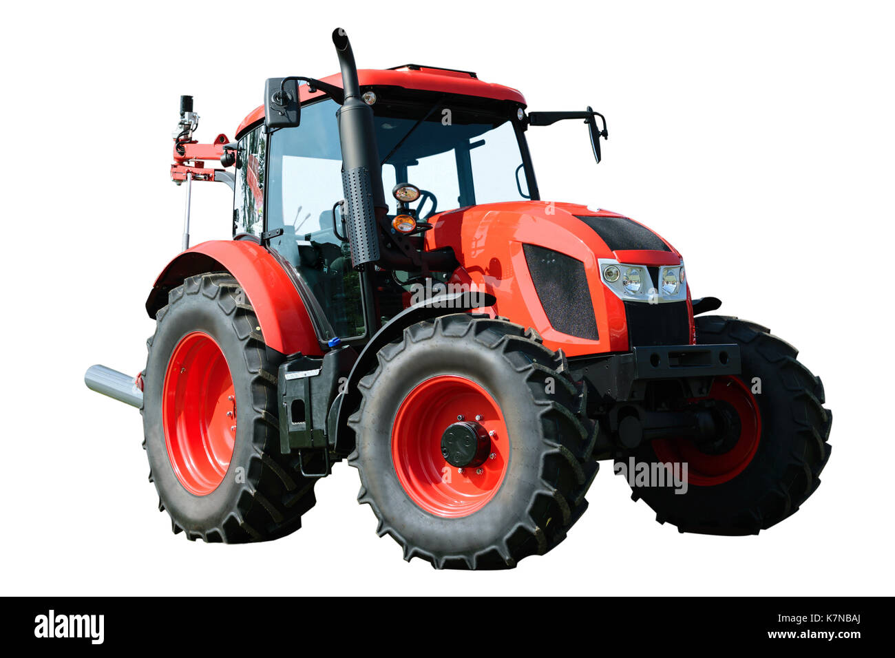 Nouvelle et moderne de l'agriculture tracteur générique rouge isolé sur fond blanc. Peut décrire des IP. Banque D'Images