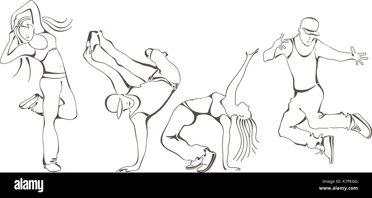 La danse hip-hop, les gens, l'icône de la série vector illustration Illustration de Vecteur