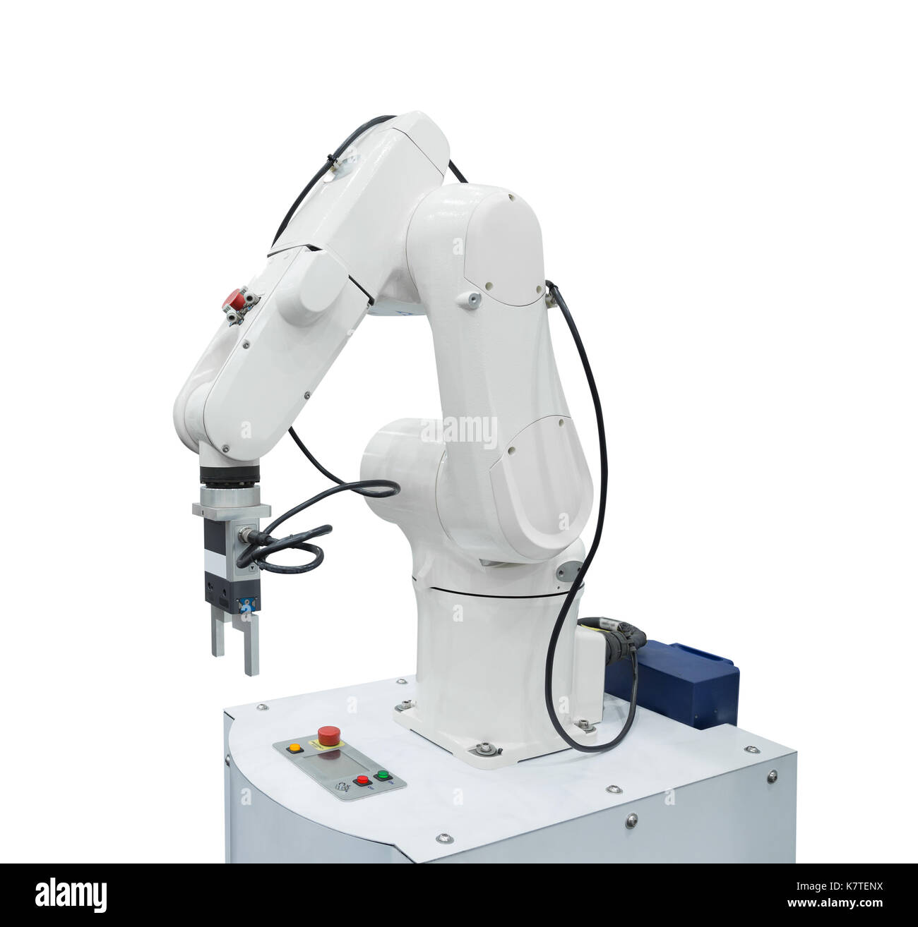 Robotique industrie blanc isolé sur fond blanc inclus clipping path Banque D'Images