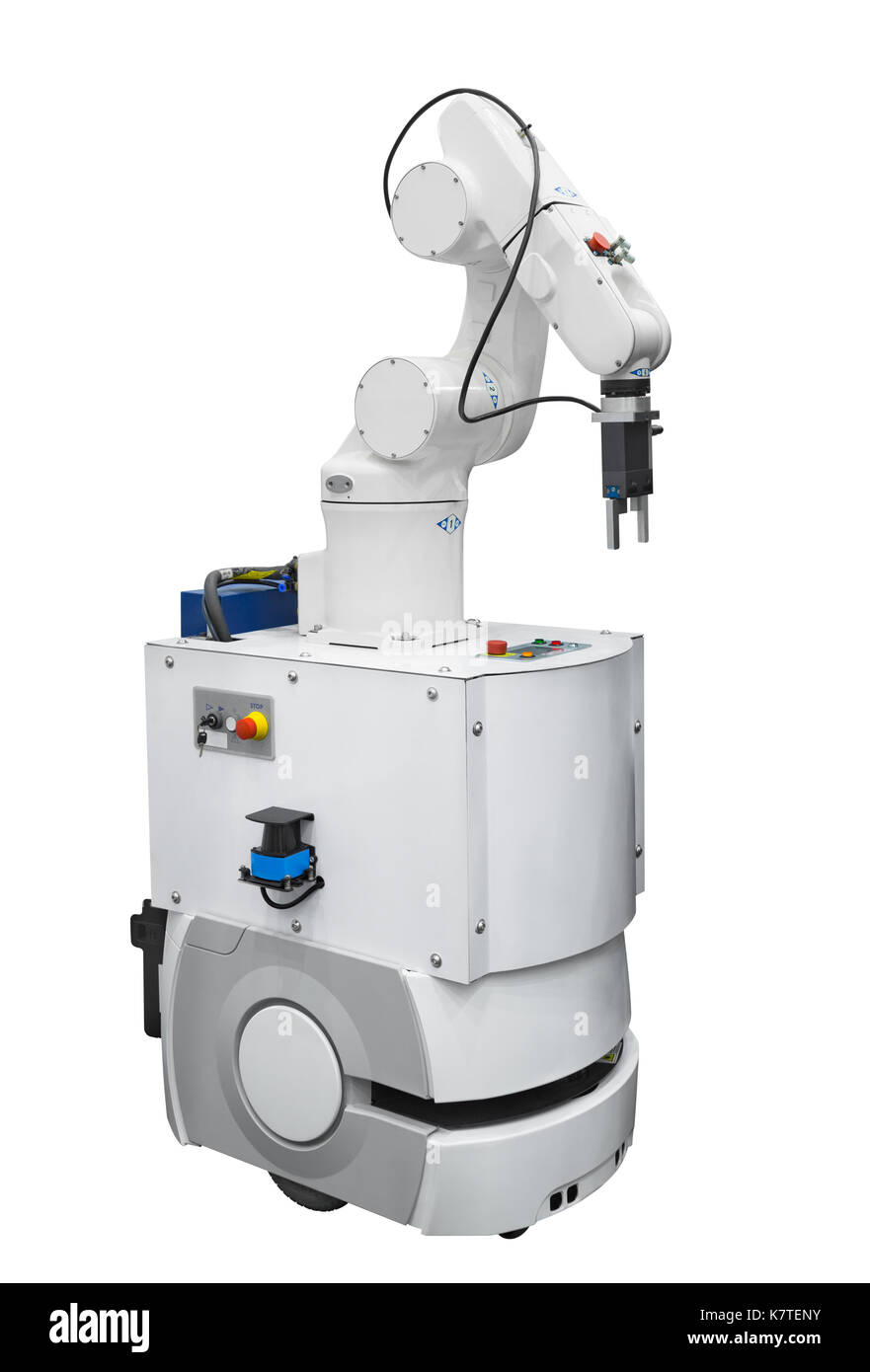L'industrie robotique mobile isolé sur fond blanc avec clipping path Banque D'Images