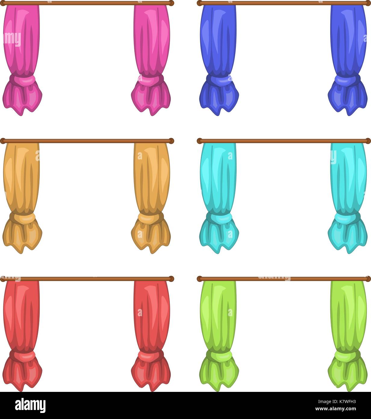 Cartoon vector set rideaux design icône Symbole. Belle illustration ...