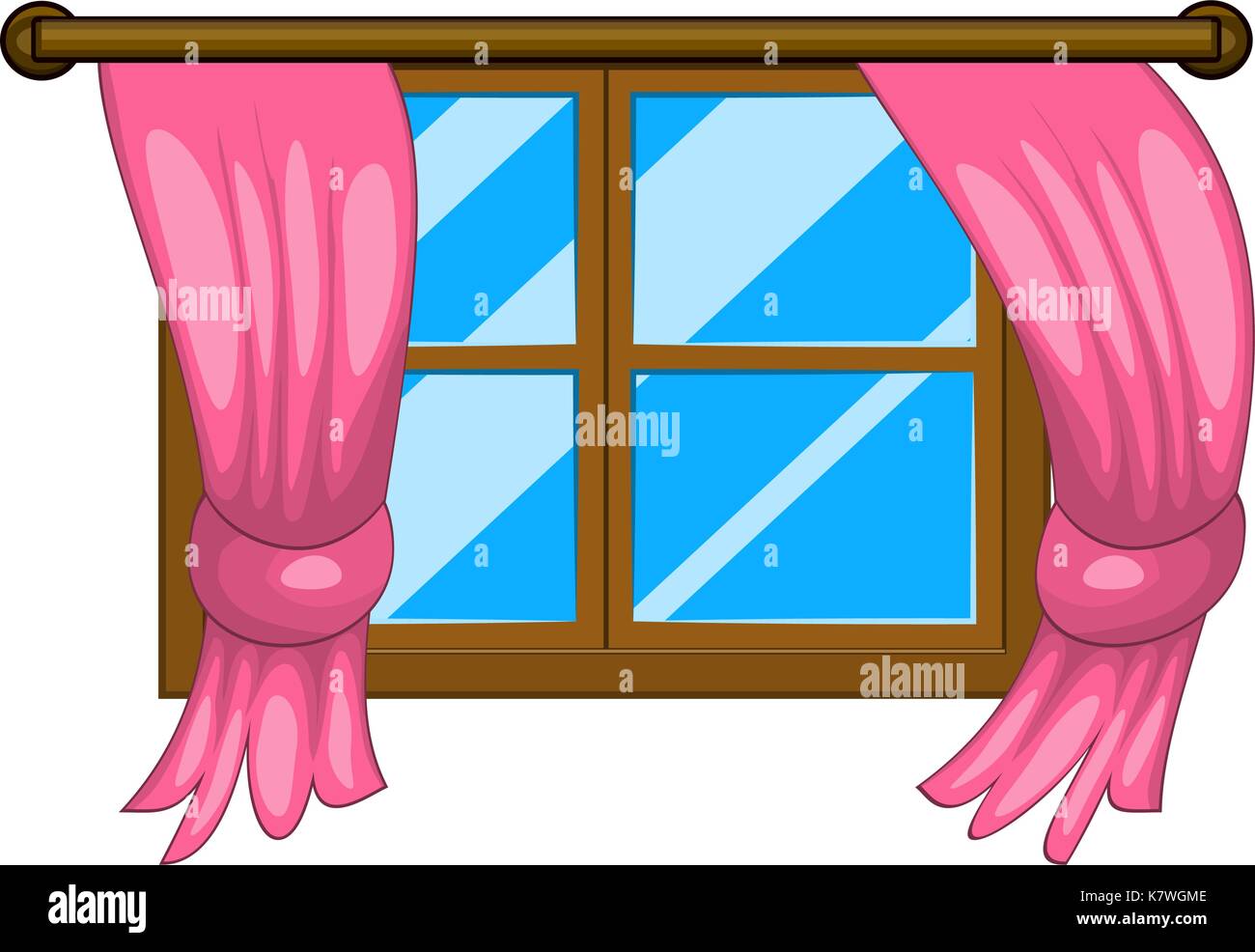 Cartoon vector avec des rideaux de fenêtre icône symbole design. Belle ...