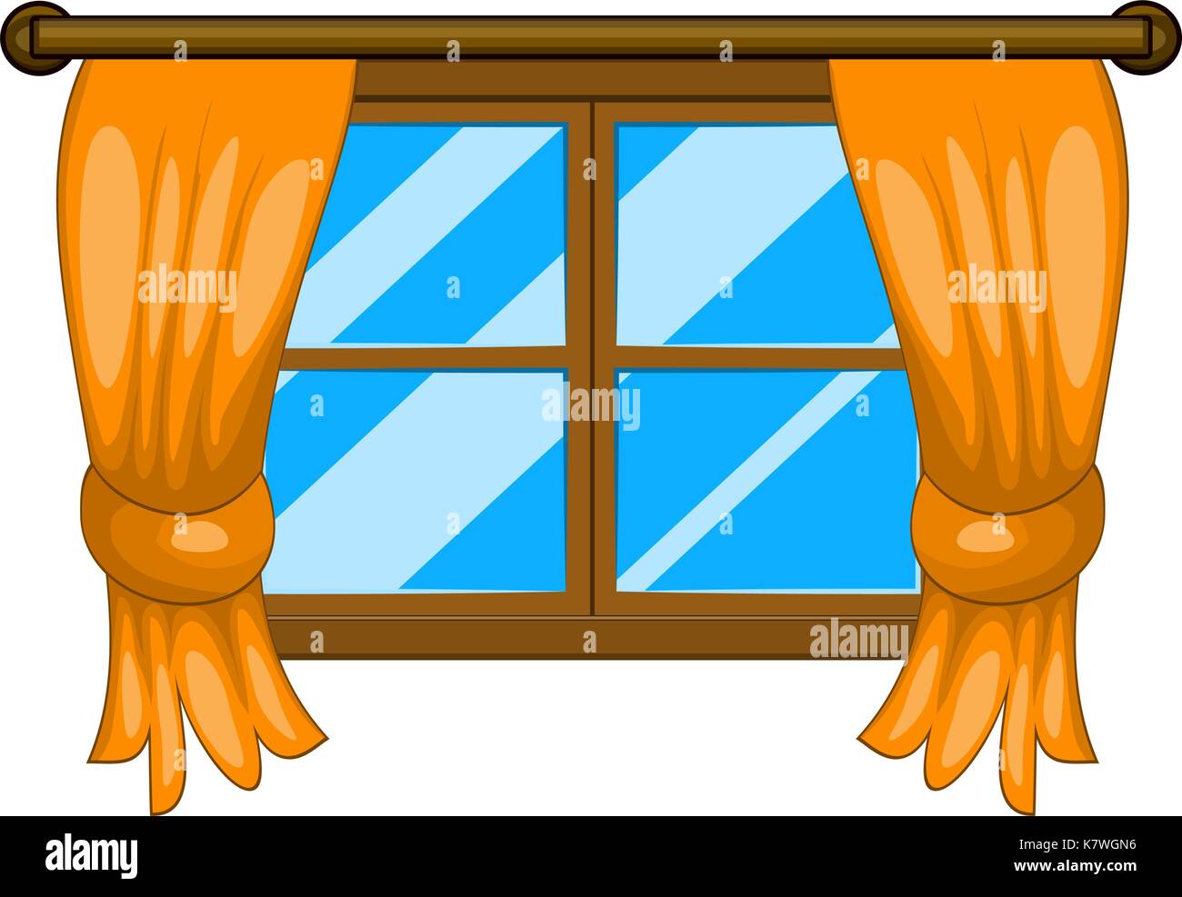 Cartoon vector avec des rideaux de fenêtre icône symbole design. Belle ...