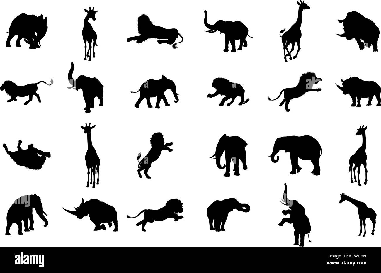 Safari africain animal silhouette Illustration de Vecteur