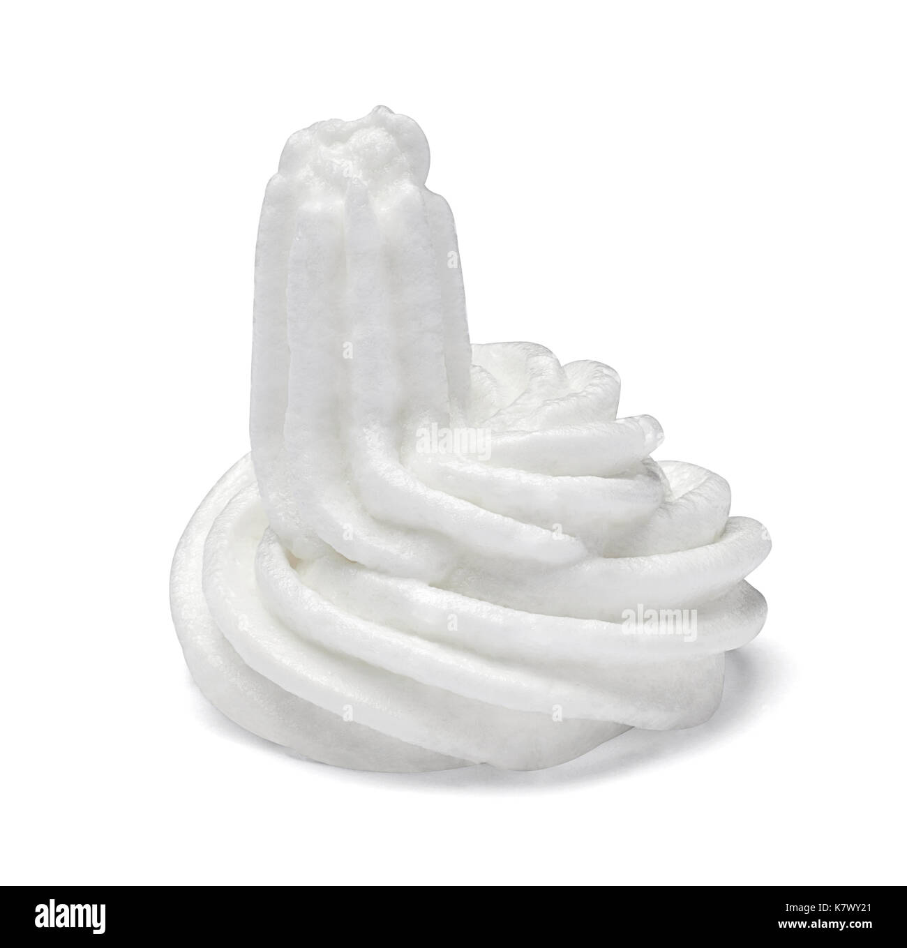 Close up d'un blanc crème fouettée sur fond blanc Banque D'Images