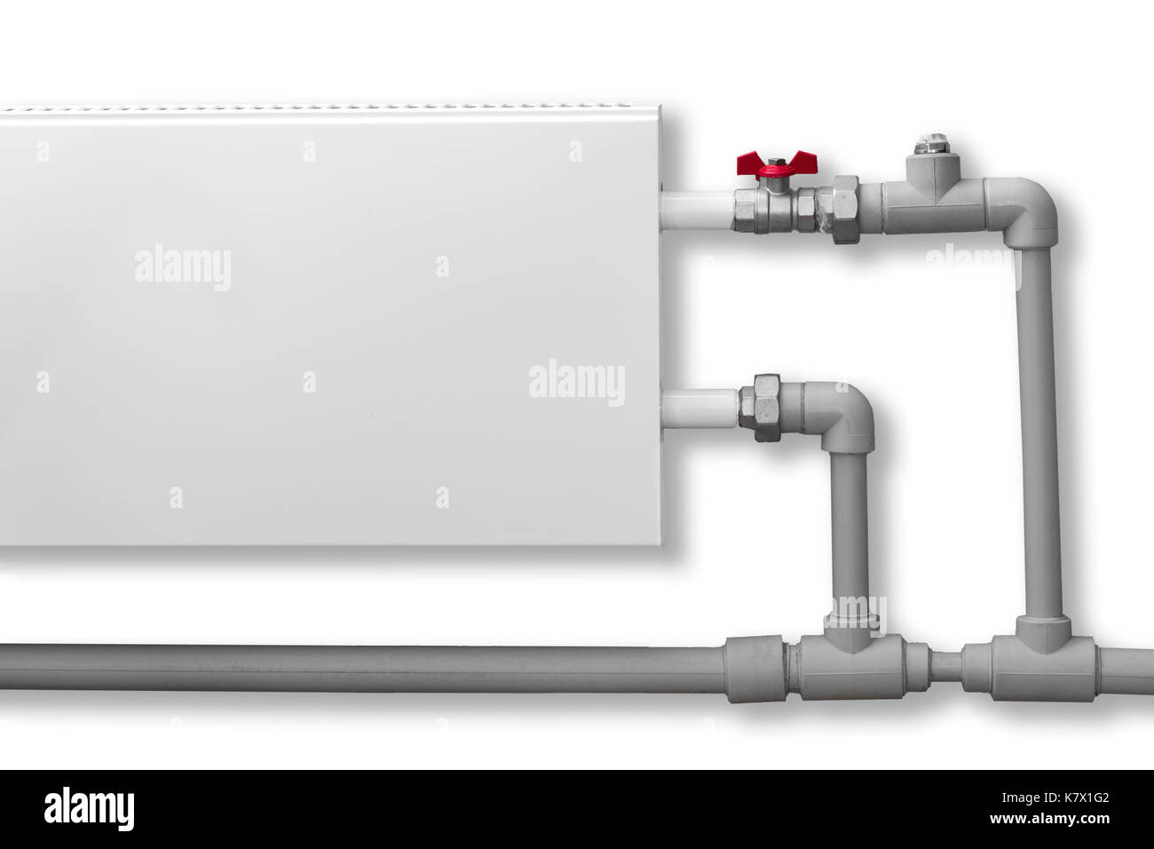 Système simple conduite pour connecter une maison privée, chauffage radiateur. Banque D'Images