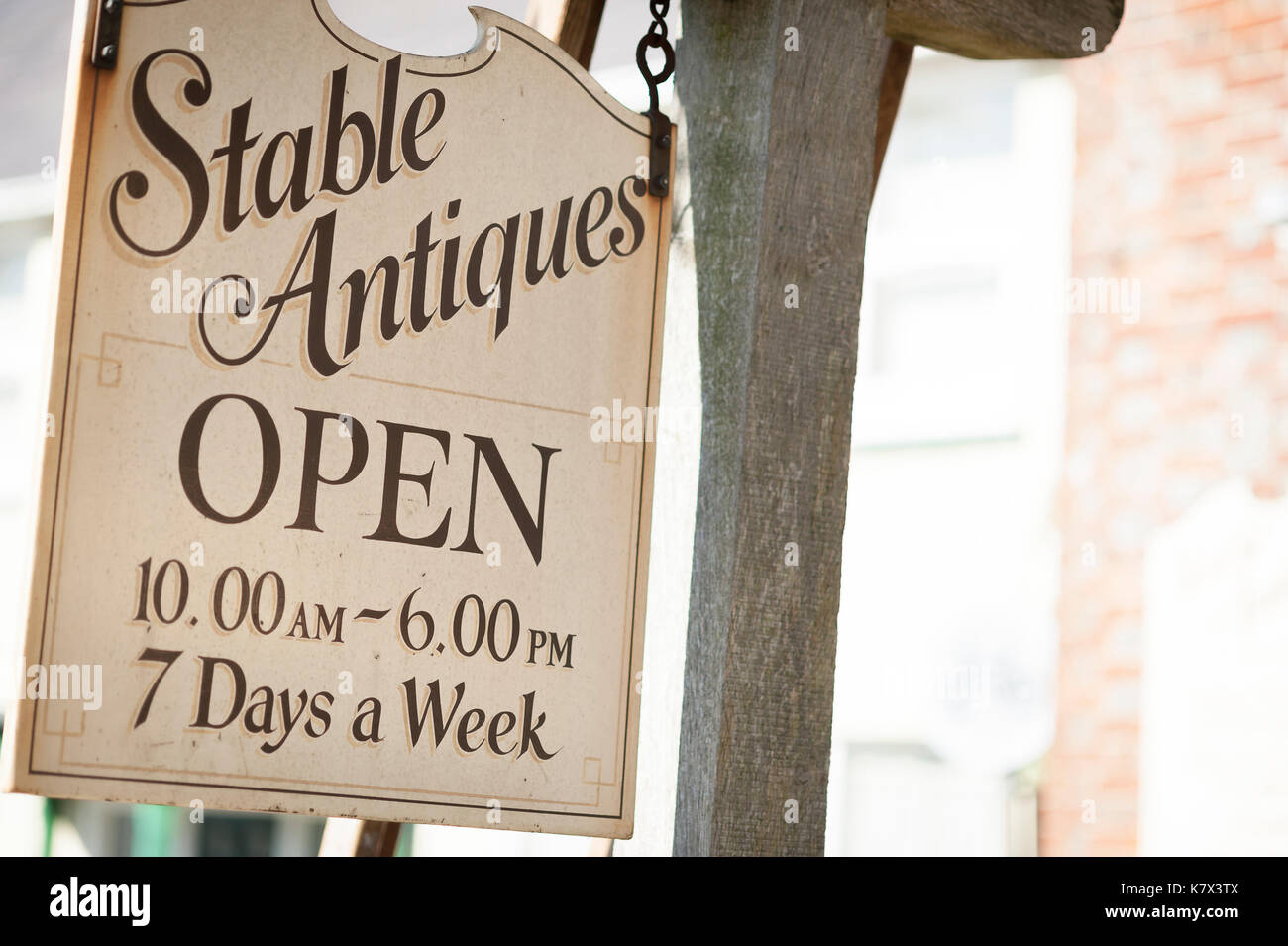 Panneau stable antiques. Storrington, West Sussex, Royaume-Uni Banque D'Images