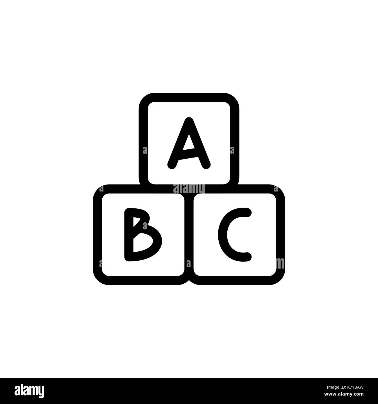 L'icône de la ligne mince cubes alphabet. présenter les bébé symbole jeu pour la conception d'enfants webstie et applications mobiles. contours avc pictogramme bloc cute kid Illustration de Vecteur